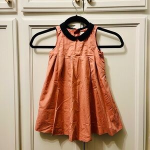 Zara Rose Coral Sleeveless Dress with Black Peter Pan Collar
